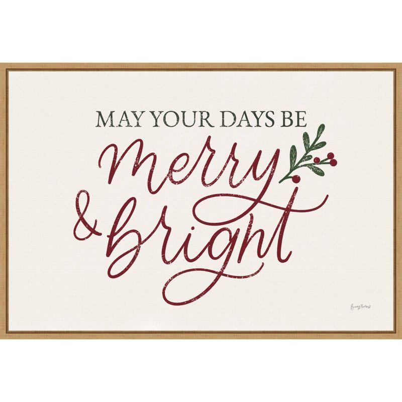 23" x 16" Vintage Christmas V Red Framed Wall Canvas - Amanti Art