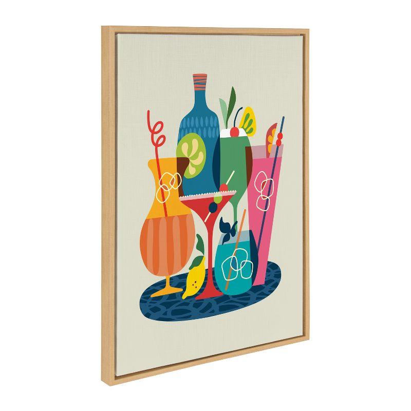 Mid Century Modern Cocktails Framed Canvas Print, 23x33, Natural