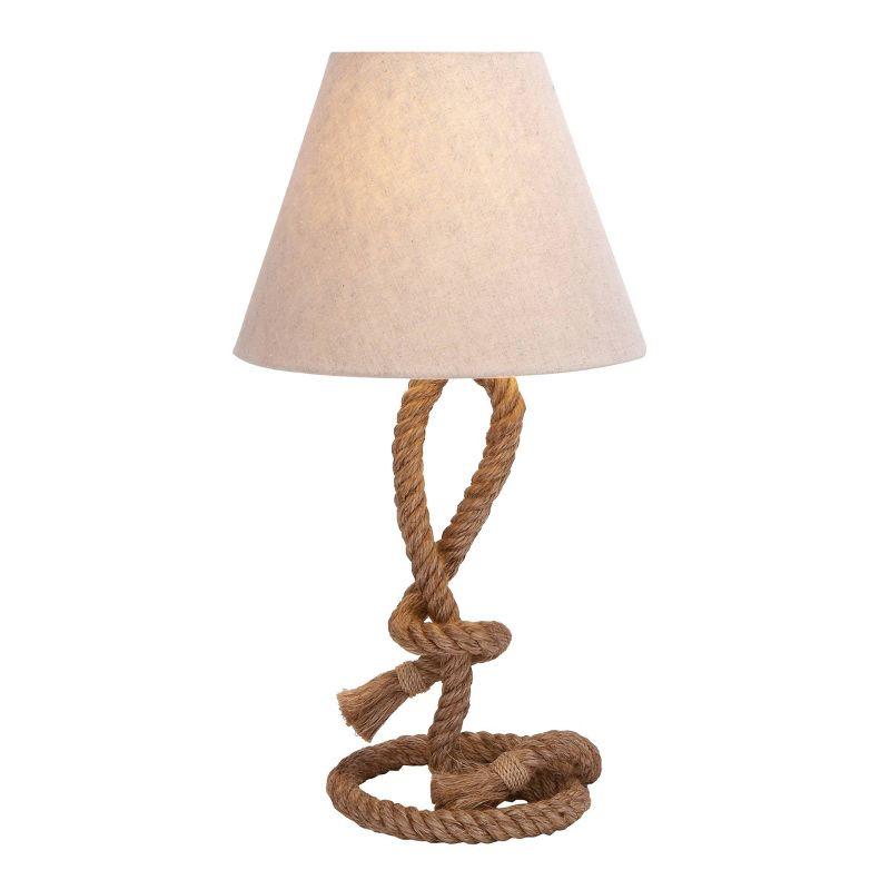 26" Rustic Jute Rope Table Lamp with White Shade