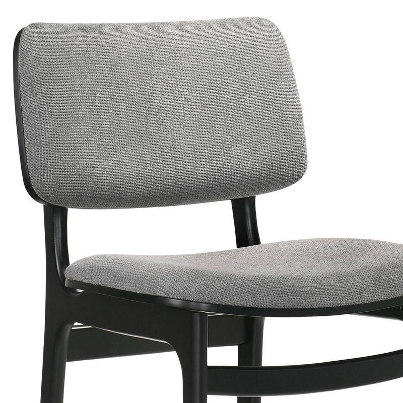Set of 2 Lima Upholstered Wood Dining Chairs Black - Armen Living: Mid-Century Modern, Rubberwood Frame, Gray Polyester