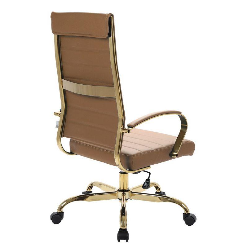 LeisureMod Benmar High-Back Leather Office Chair with Swivel, Tilt, Adjustable Height, Ergonomic Design for Home Office, Study, or Workspace