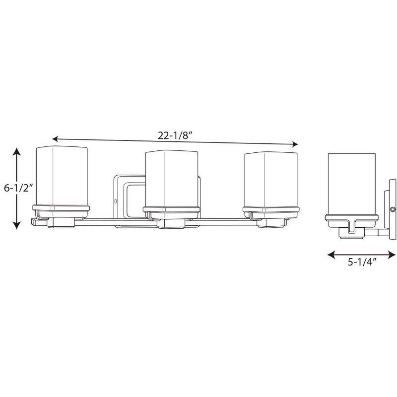 Progress Lighting Metric 3-Light Bath & Vanity, Steel, Polished Chrome, Etched Opal Glass Shade