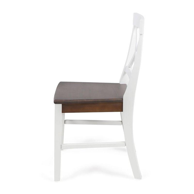 Set of 2 Roshan Farmhouse Acacia Dining Chair Walnut/White- Christopher Knight Home: Wood Frame, Spot Clean, No Upholstery