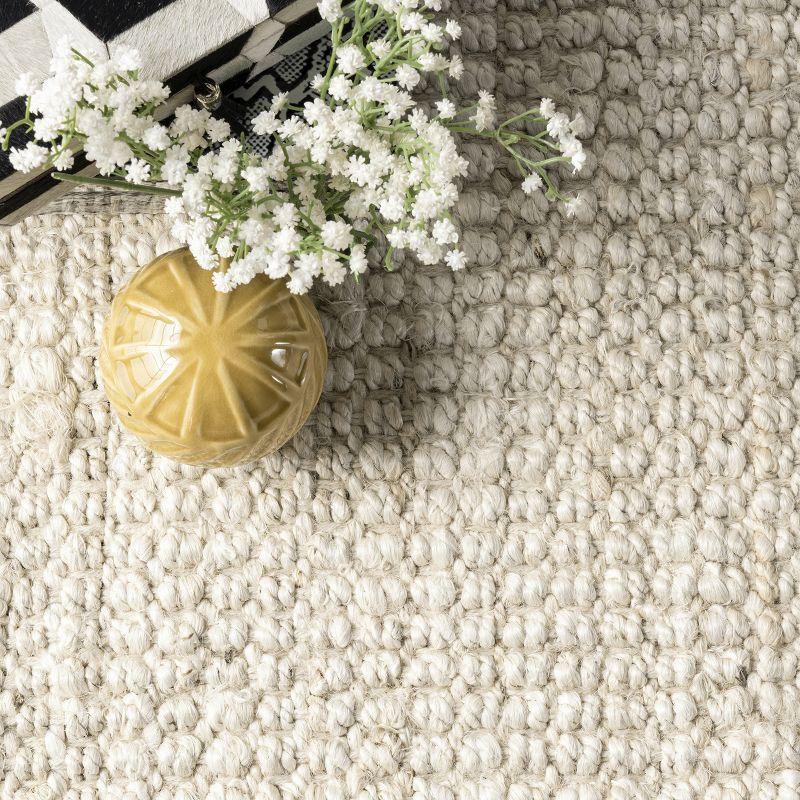 Nuloom 2x6 Daniela Jute Tassel Hand Woven Indoor Area Rug, Off White, Solid Chunky Farmhouse Design, Natural Fiber BedroomLiving Room