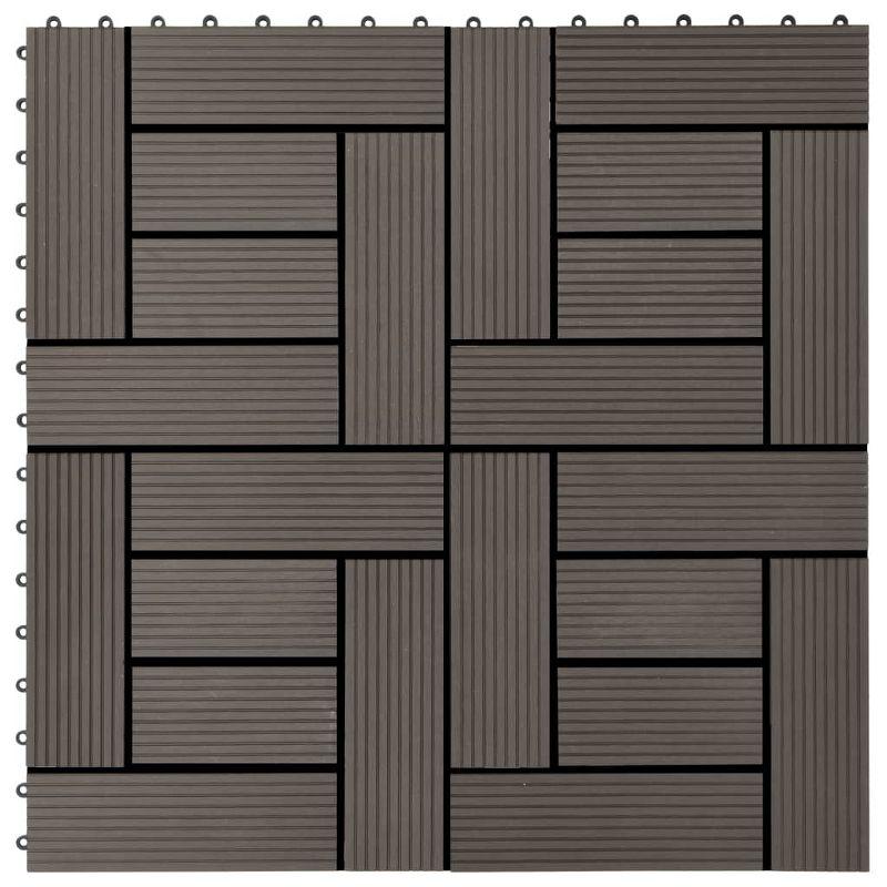 VidaXL 11 Pieces Decking Tiles WPC 11.8" x 11.8" 1 Sqm