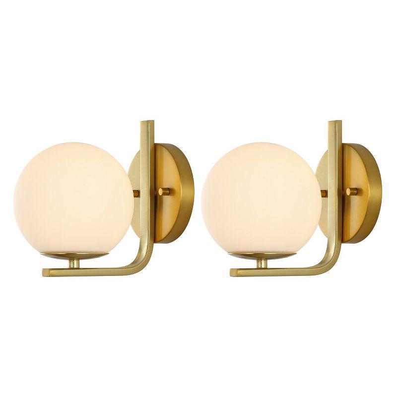 Liraz 8" Brass and Frosted Glass Wall Sconce Set