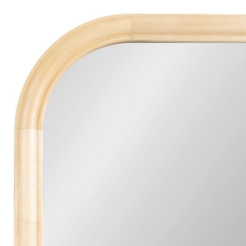 Natural Wood Arched Wall Mirror with Rounded Frame, 24 x 36