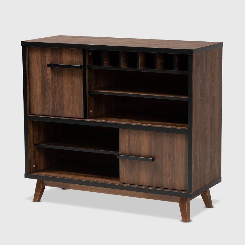 Margo Two-Tone Finished Wood Wine Storage Cabinet Walnut/Black - Baxton Studio