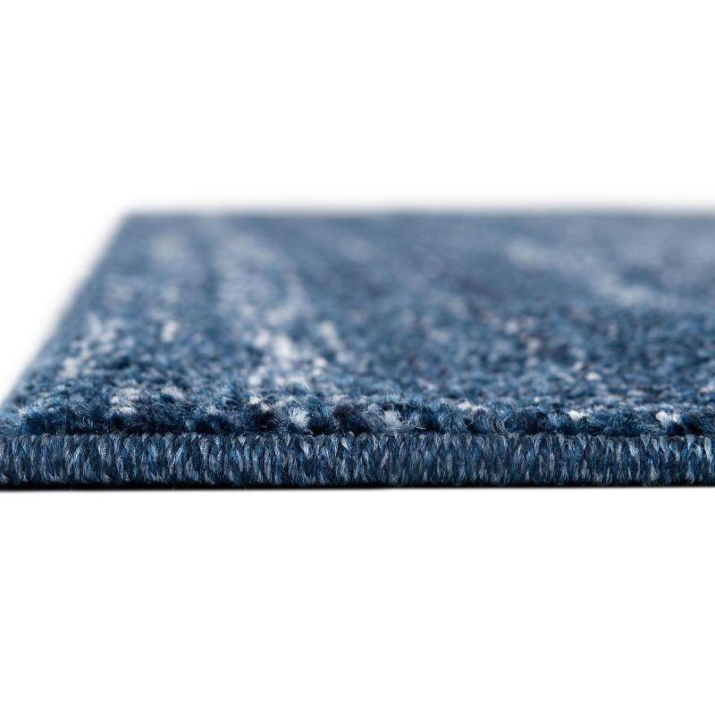 Navy Blue Rectangular Tufted Stain-Resistant Rug