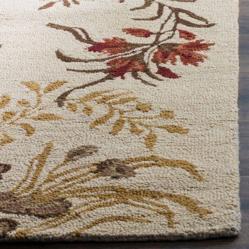 Handmade Beige Floral Wool Runner Rug 2'3" x 8'