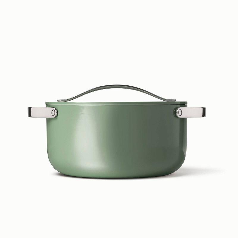Caraway Home 6.5qt Dutch Oven with Lid Sage: Ceramic Nonstick Cookware, Stainless Steel Handle, Hand Wash