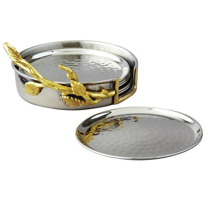 Stainless Steel Round 7 Piece Coaster Set (Set of 7)