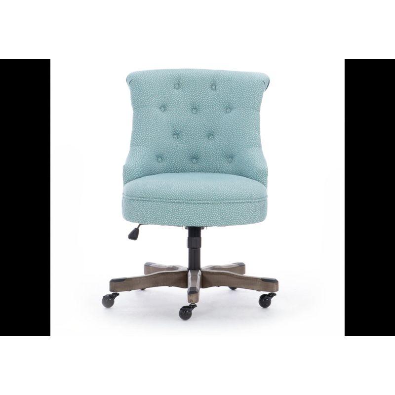 Sinclair Traditional Tufted Wood Base Swivel Office Chair Gray Wash Wood Base Light Gray - Linon