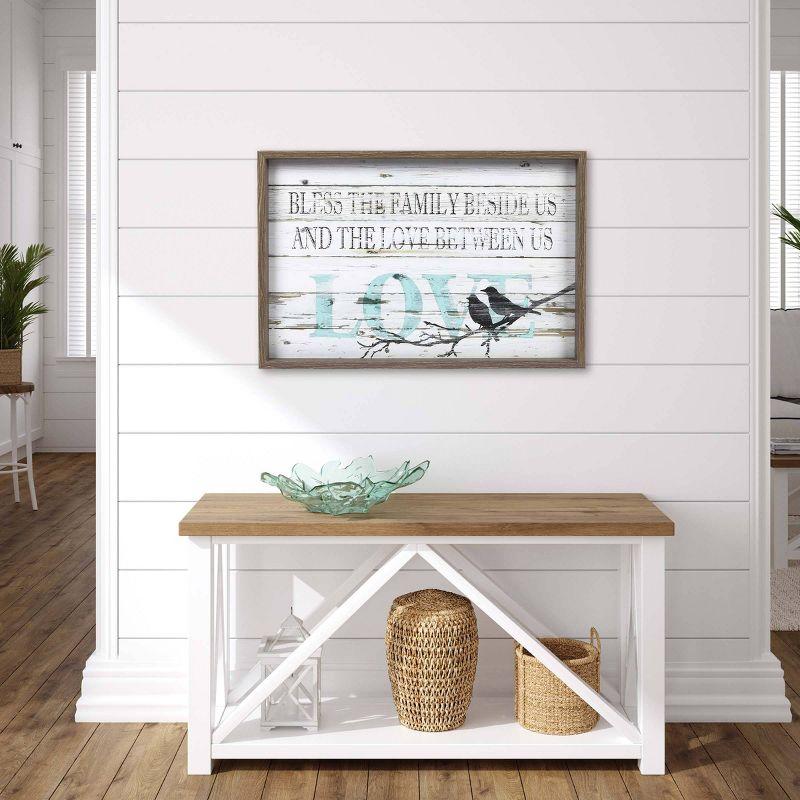 23.5" x 15.5" Family Love MDF Wall Sign Panel White - Prinz: Modern Home Decor, Horizontal Quote Adage Art