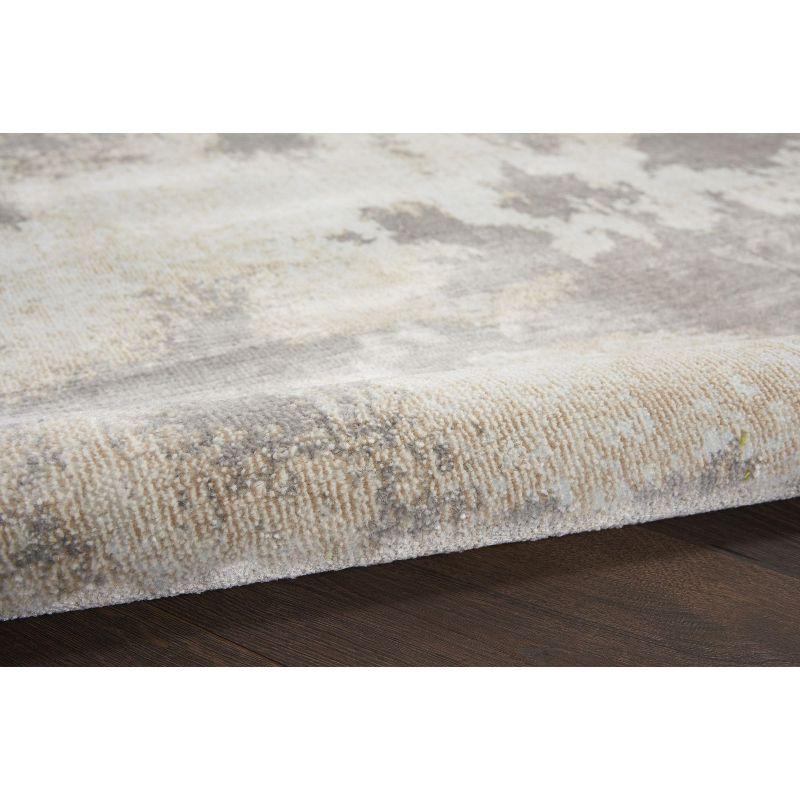 Gray Abstract Hand-knotted Rectangular Synthetic Rug