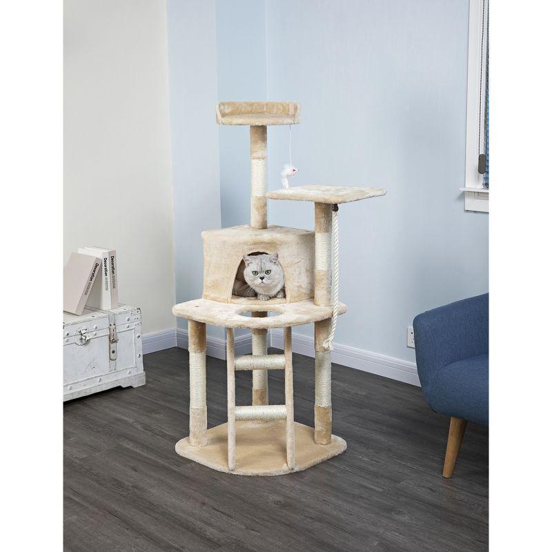 Homessity 49" Economical Cat Tree Condo with Sisal Covered Posts HC-007