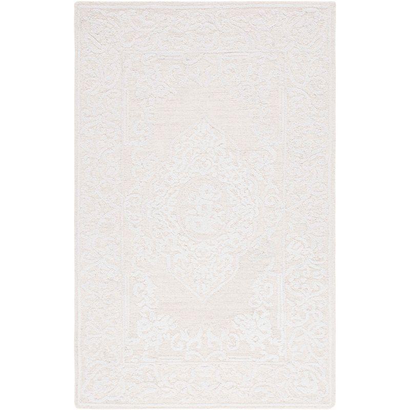 Ivory Abstract Handmade Tufted Wool 6' x 9' Area Rug