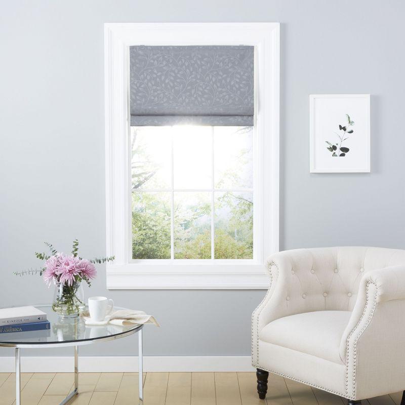 Gray Cordless Fabric Blackout Roman Shade