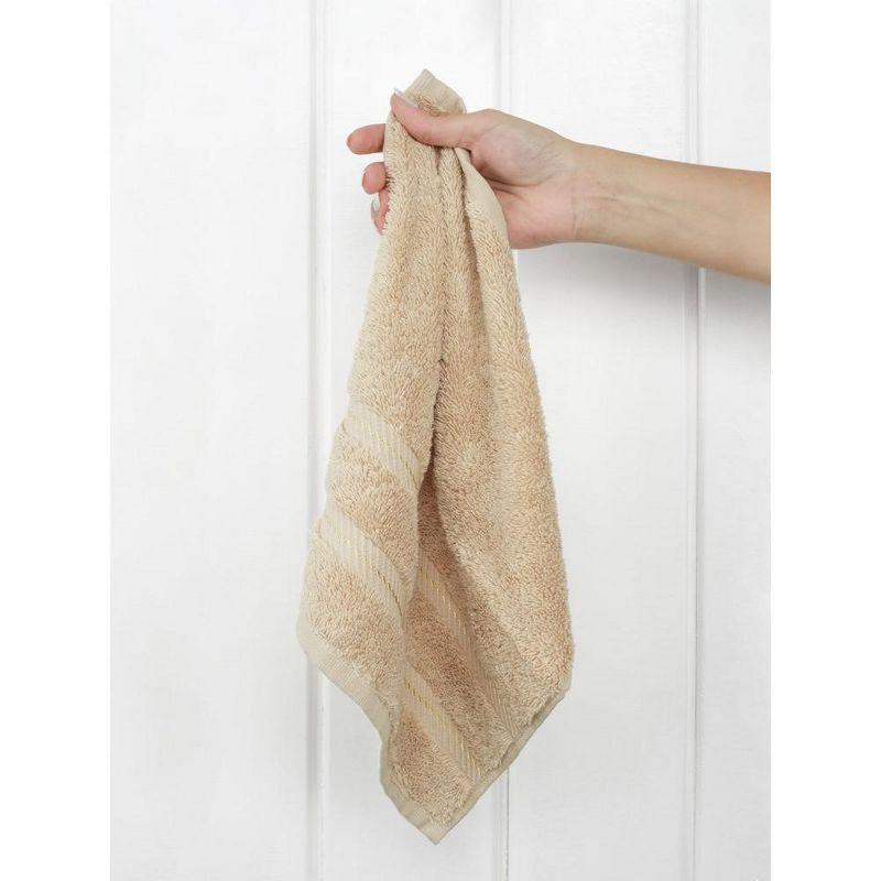 American Soft Linen 4 Pack Washcloth Set, 100% Cotton Washcloth Hand Face Towels for Bathroom and Kitchen, Sand Taupe