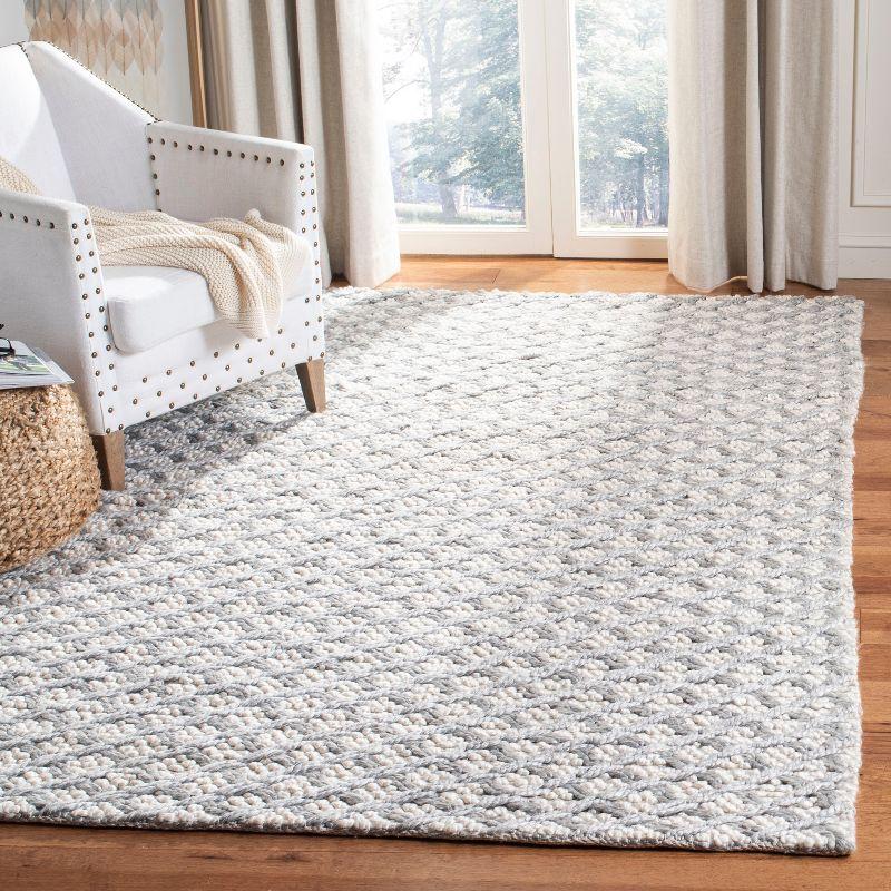 Ivory Mosaic Textured 59" Hand-Tufted Wool-Blend Area Rug