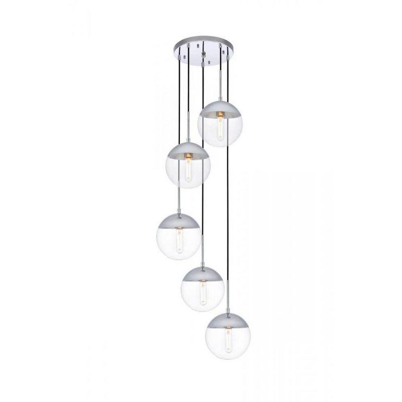 Eclipse 5-Light Chrome Pendant with Clear Glass Shades