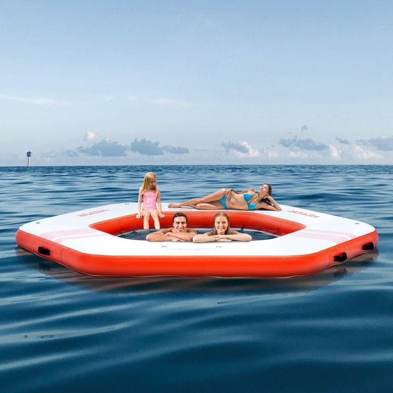 Stellweilan Tessberg 8.5FT Inflatable Dock Platform with 5FT Trampoline Mesh Pool with Portable Bag & Detachable Ladder