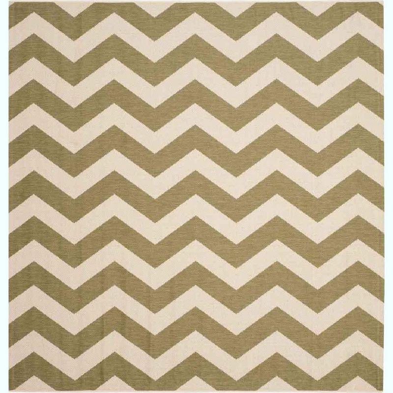 Courtyard CY6245 Power Loomed Indoor and Outdoor Area Rug - Green/Beige - 6'7"x6'7" - Safavieh