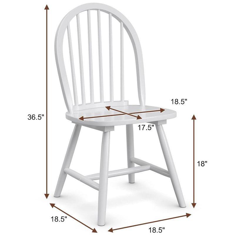 Costway Set of 2 Vintage Windsor Dining Side Chair Wood Spindleback Kitchen Room White