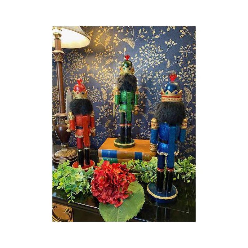 Santa's Workshop Inc. 15" Black Bejeweled King Nutcracker, Set of 3
