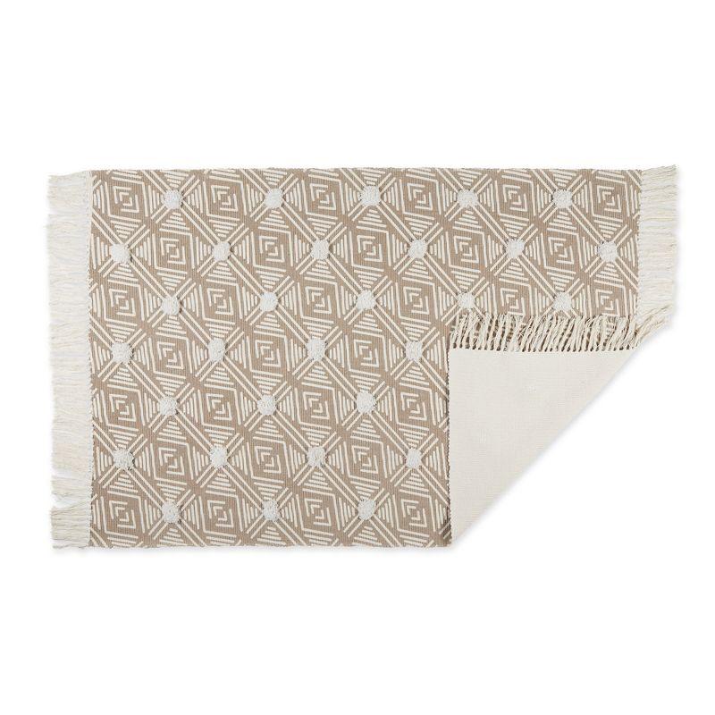 Design Imports Geometric Textured Fringe - Stone - 4 X 6 Ft