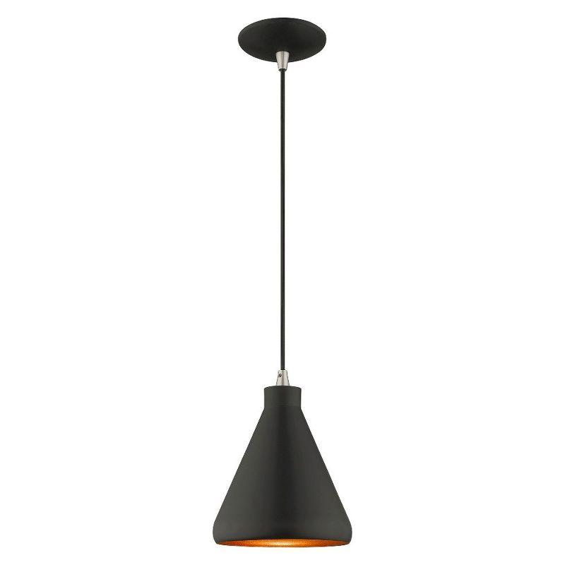 Livex Lighting Metal Shade 1 - Light Chandelier in  Black