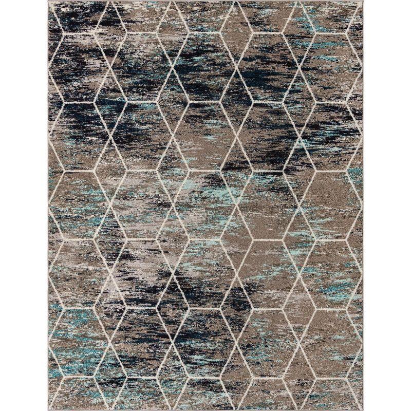 Unique Loom 8' 0 x 10' 0 Trellis Frieze Geometric Blue Multi Area Rug