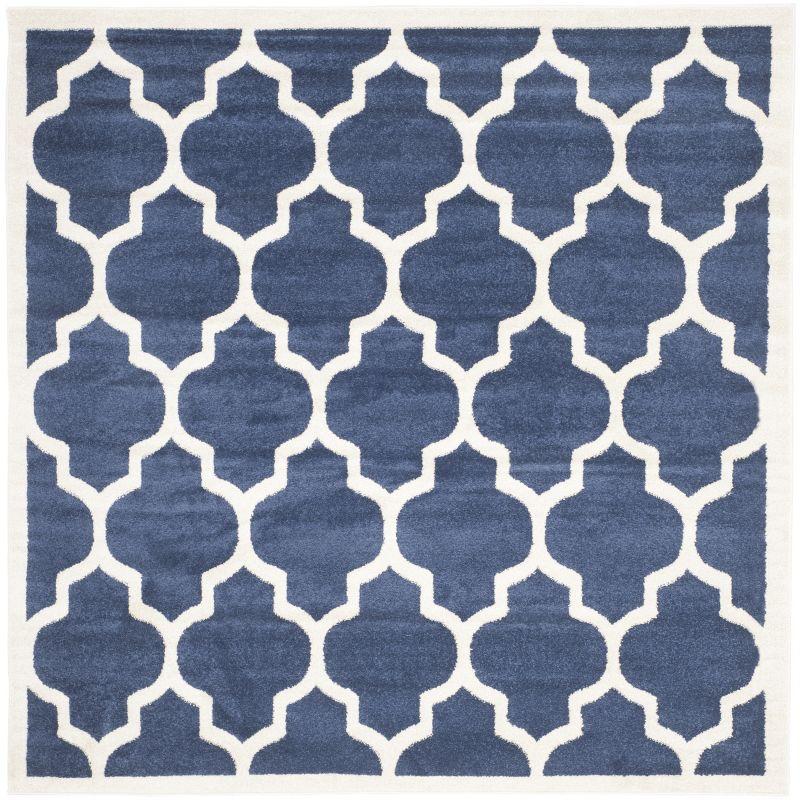 Amherst AMT420 Power Loomed Indoor Area Rug - Navy/Beige - 7'x7' - Safavieh