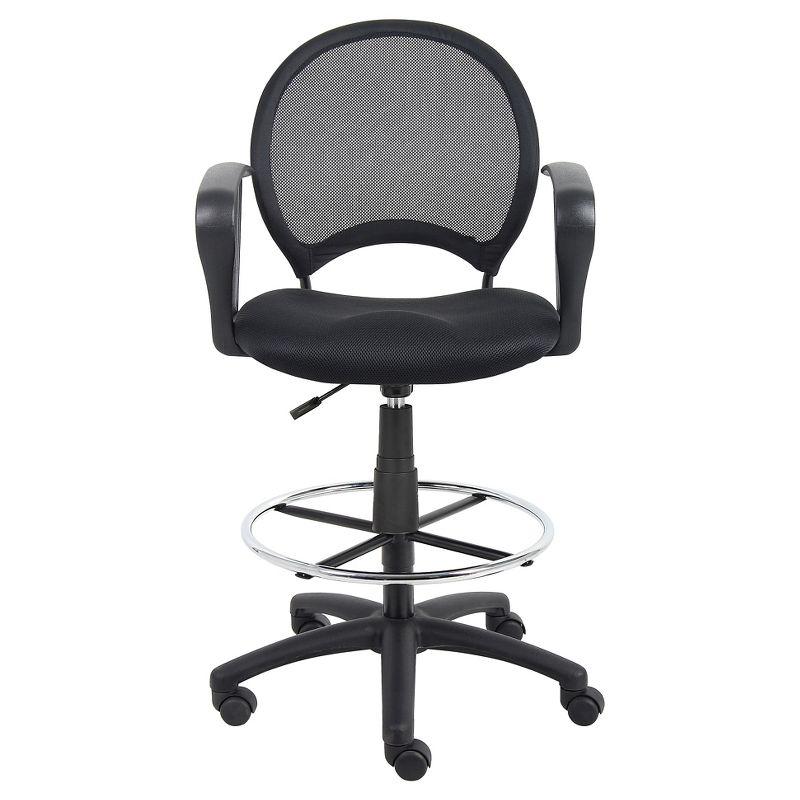 Mesh Drafting Stool with Loop Arms Black - Boss Office Products: Swivel, Nylon Legs, Metal Frame, 275lb Capacity