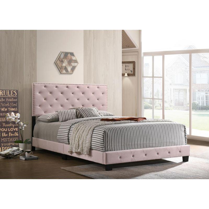 Passion Furniture Suffolk Pink Queen Panel Bed