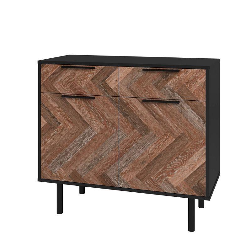 Mid-Century Modern Black and Brown Wood Buffet Sideboard