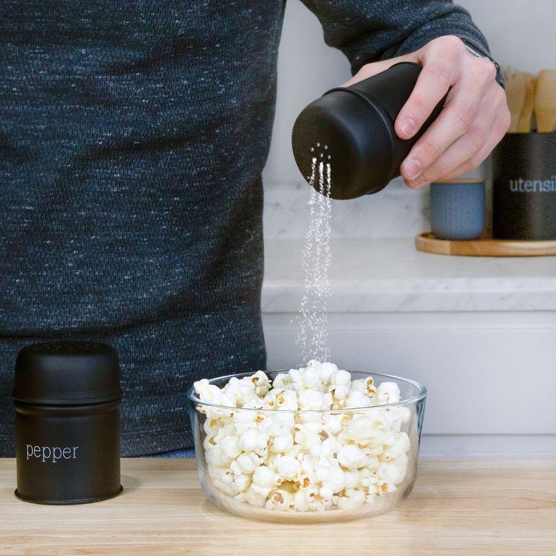 AuldHome Design Black Salt and Pepper Shaker Set; Modern Farmhouse Retro Style Shaker Set