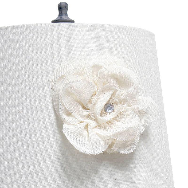 Aged Stacked Ball Table Lamp with Couture Linen Flower Shade White - Elegant Designs: Metal Base, No Assembly Required, UL Listed