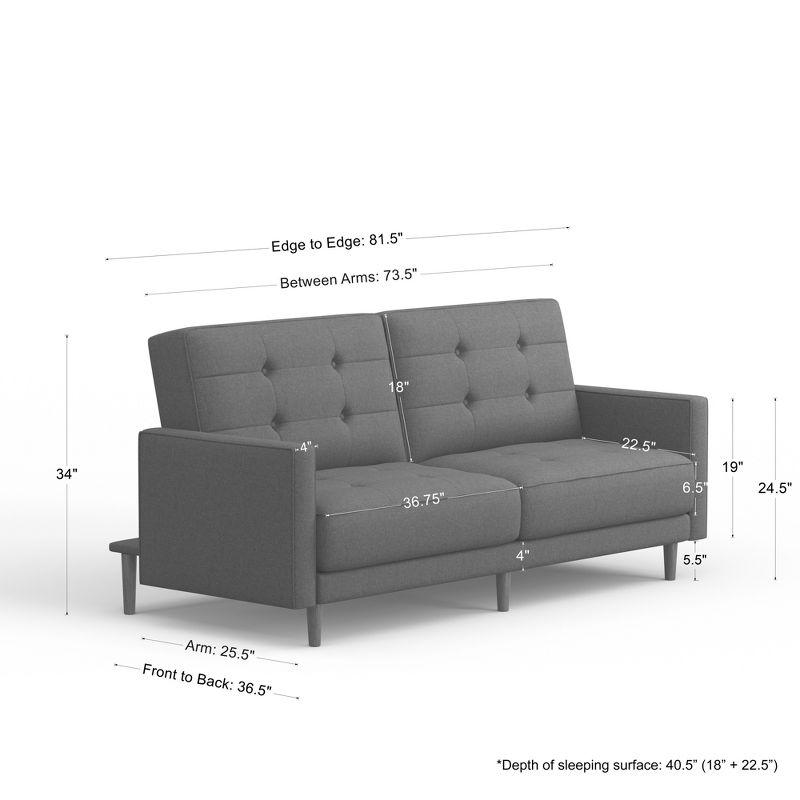 Mies 81.5" Linen Fabric Tufted Sleeper Sofa with Track Arms in Blue