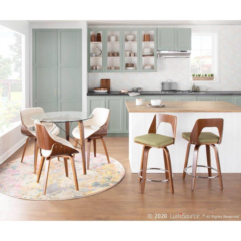 34" Trilogy Round Dining Table Walnut/Clear Glass - LumiSource: Mid-Century Modern Style, Seats 4