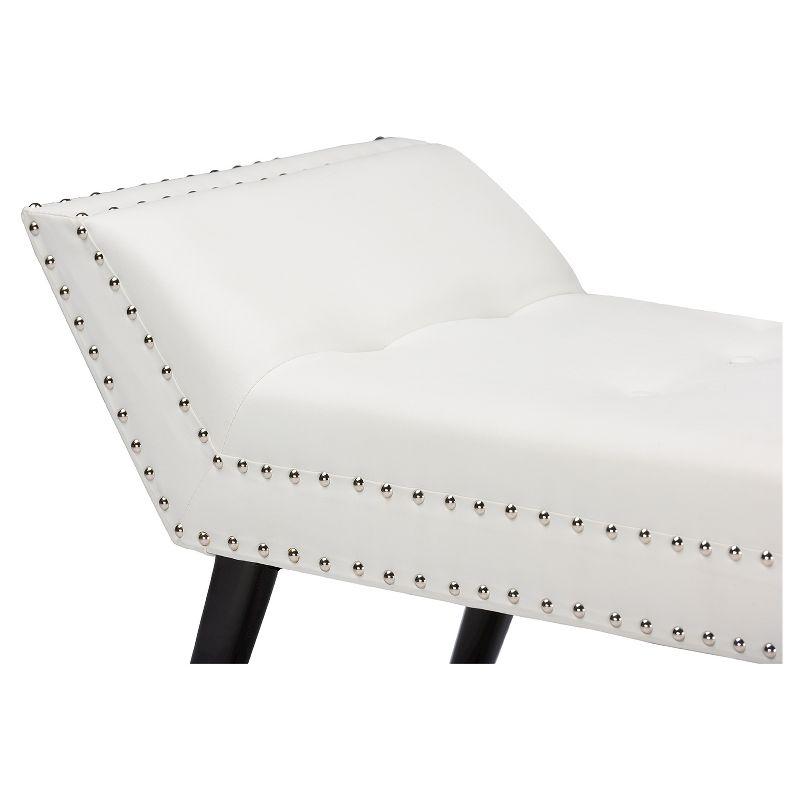 Tamblin Modern And Contemporary Faux Leather Upholstered Large Ottoman Seating Bench - White - Baxton Studio