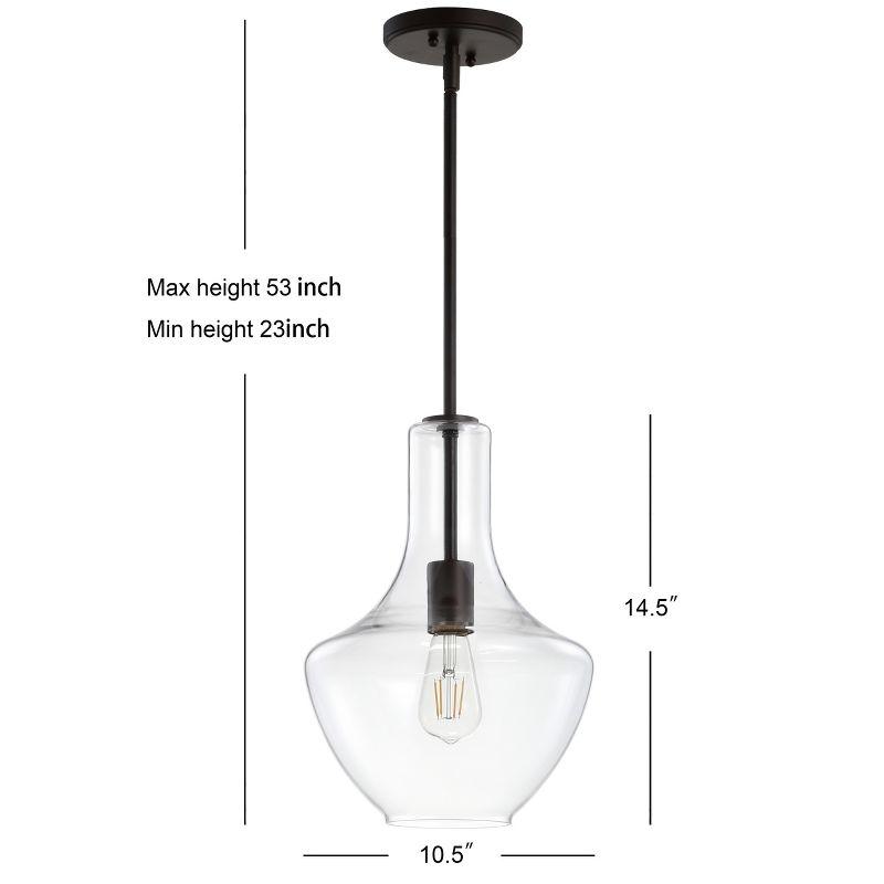 JONATHAN Y Watts 1-Light Mid-Century Modern Iron/Glass LED Pendant