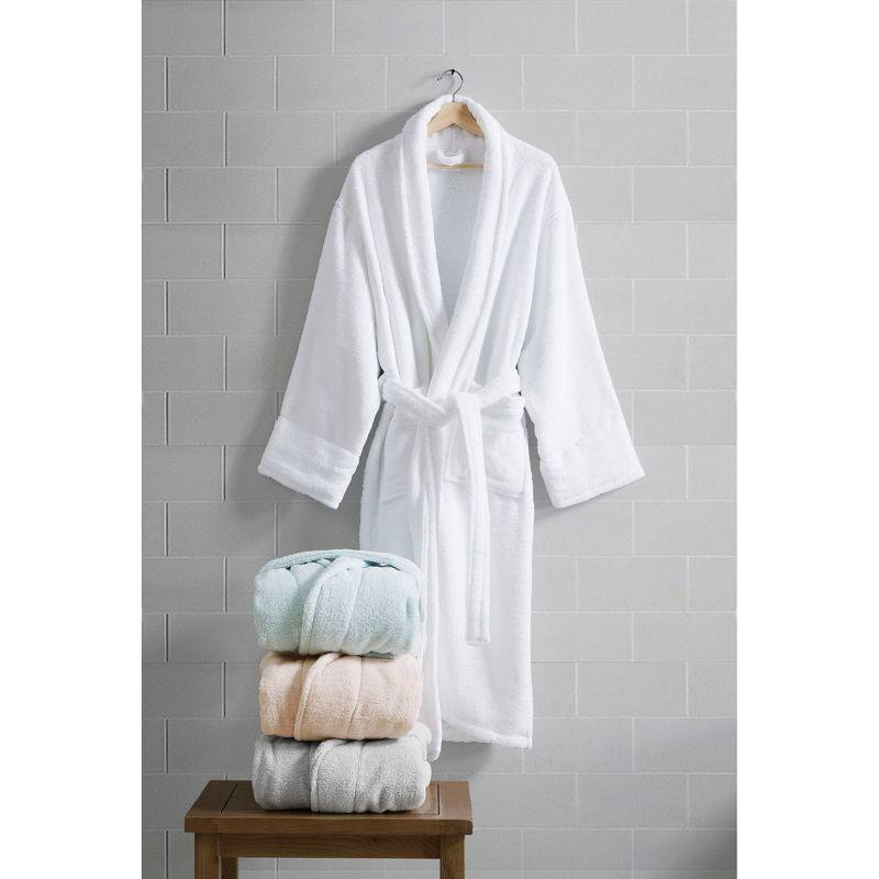 Cotton Terry Cloth Mid-Calf Bathrobe with Pockets