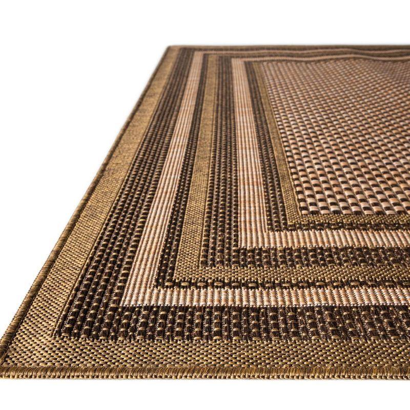 Unique Loom 5' 3 x 8' 0 Light Brown Outdoor Border Multi Border Area Rug