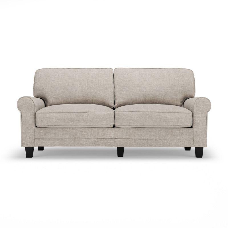 Serta Copenhagen 73" Rolled Arm Sofa, Easy Care Fabric, Soft Pillow Back, Pocket Coil Seat Cushions