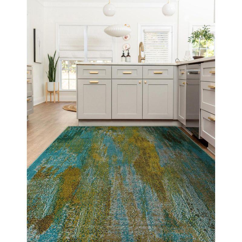 Unique Loom Jardin Collection Area Rug - Lilly (7' 1" x 10' Rectangle Turquoise/Gray)