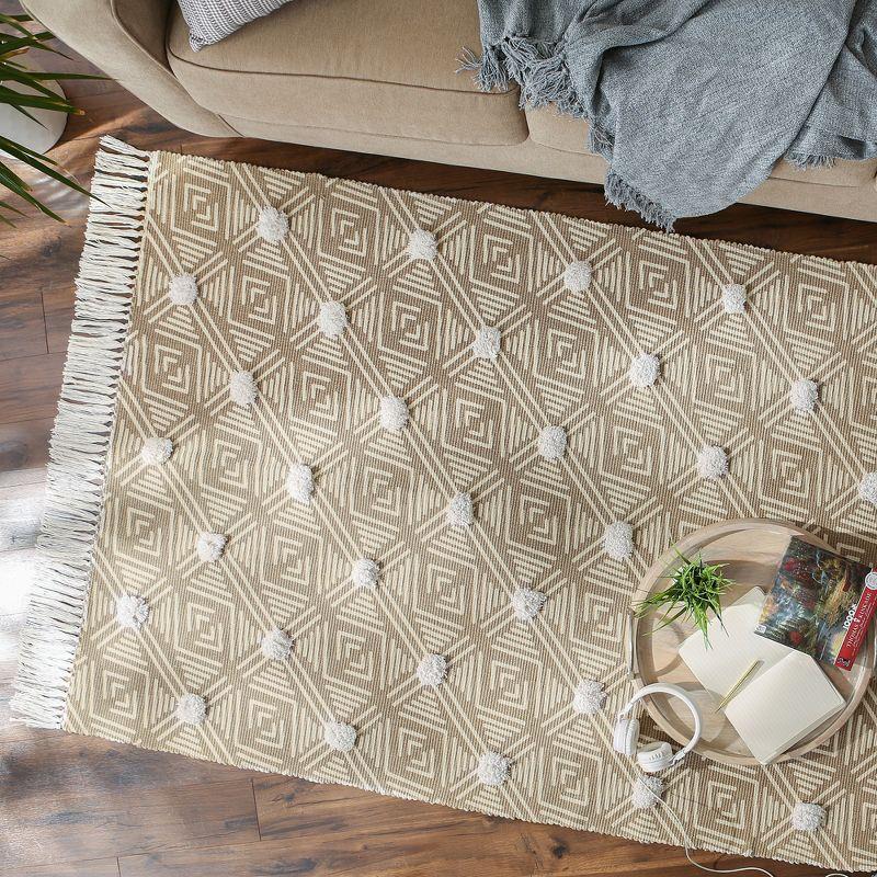 Design Imports Geometric Textured Fringe - Stone - 4 X 6 Ft