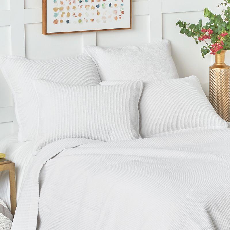 Bennett White Cotton Standard Sham with Woven Texture