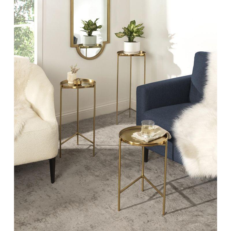 Ulani Gold Round Metal Nesting Accent Table Set