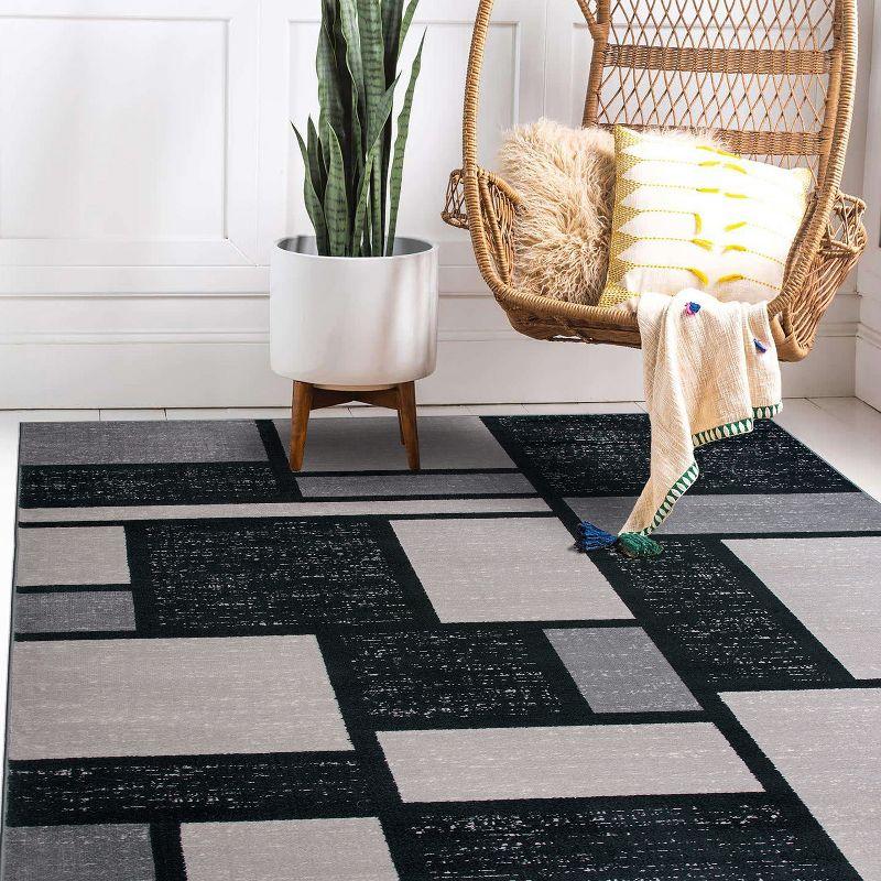 Gray Geometric Tufted Washable Rectangular Area Rug